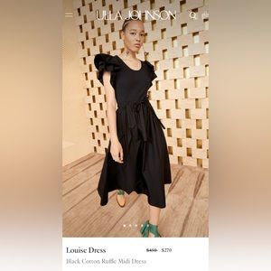 Ulla Johnson Black Cotton Ruffle Midi Dress